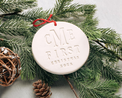 Monogramed First Christmas Ornament 2023
