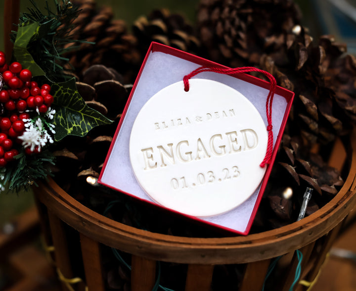 Engagement Ornament - Engagement Gift or Christmas Gift - With Names and Date