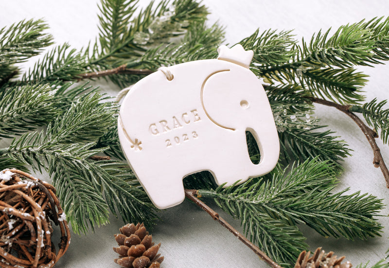 Elephant Ornament, Personalized Baby&