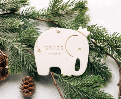 Elephant Ornament, Personalized Baby's First Christmas Ornament 2023