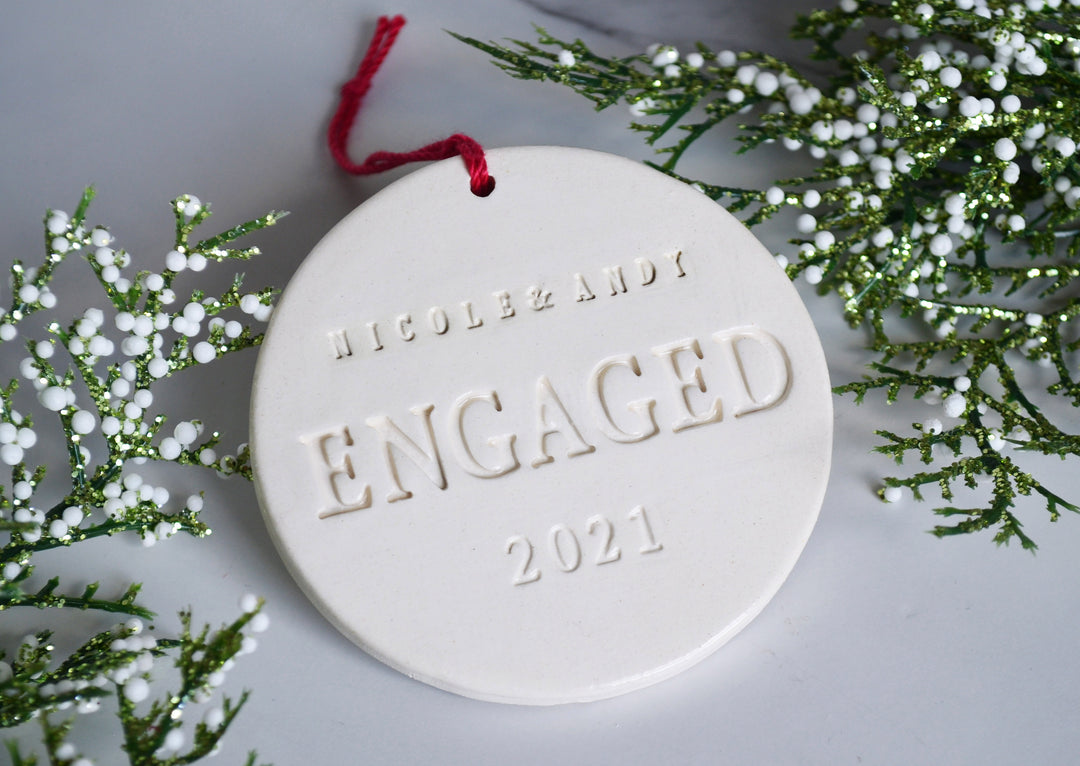 Engagement Ornament - Engagement Gift or Christmas Gift - With Names and Date