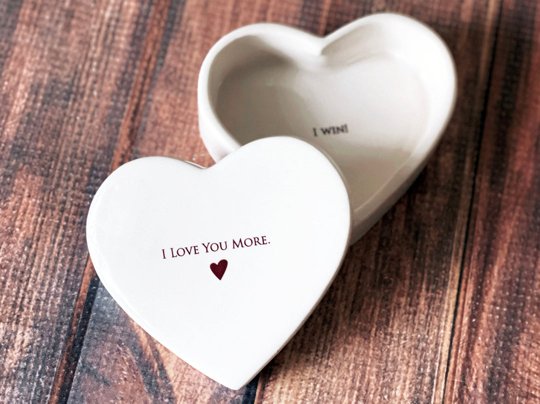 Valentine Day Gift, I Love You More, I Win, Galentine Gift, Unique Valentine Gift for Her- READY TO SHIP - Heart Keepsake Box