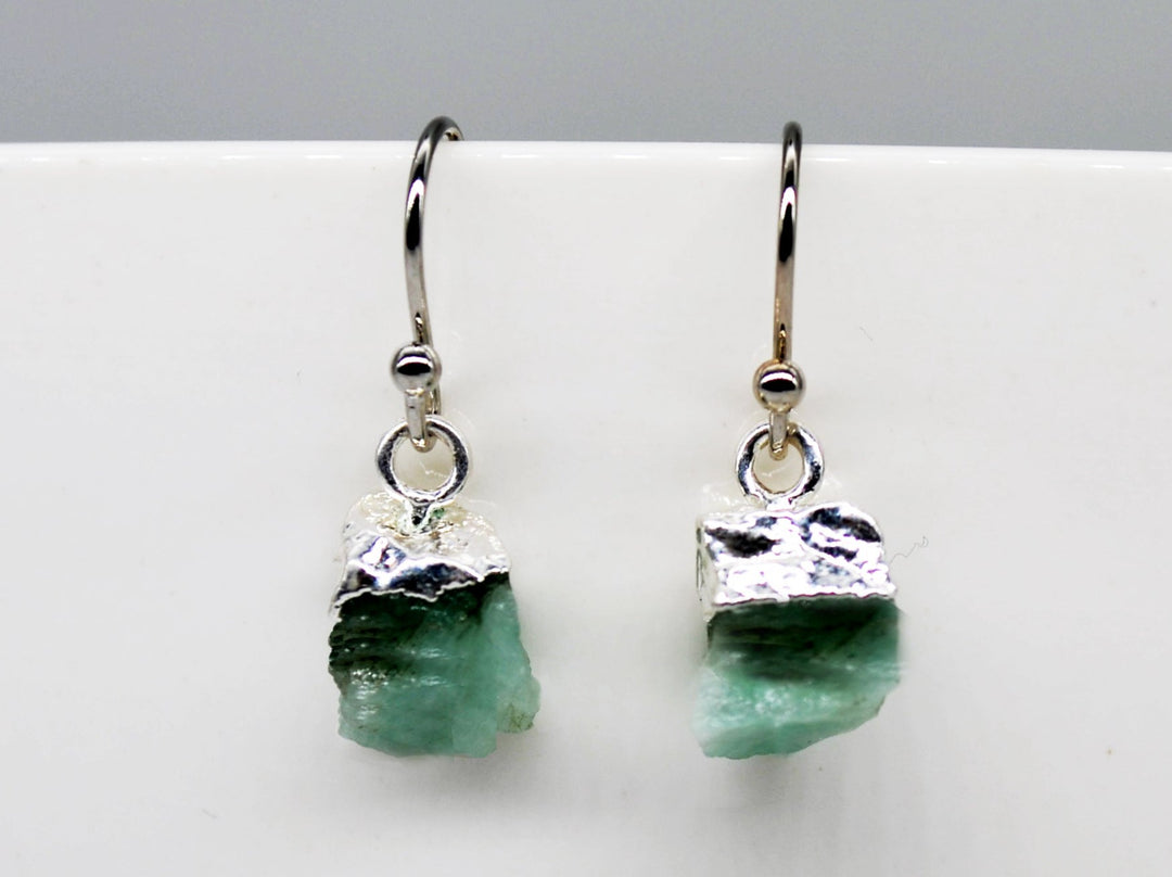 Raw Genuine Emerald Earrings, Personalized May Birthstone Earrings