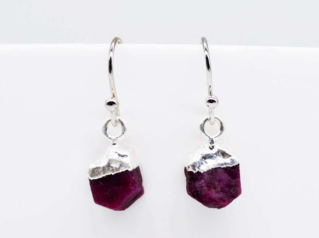 Raw Genuine Ruby Earrings, Personalized July Birthstone Earrings