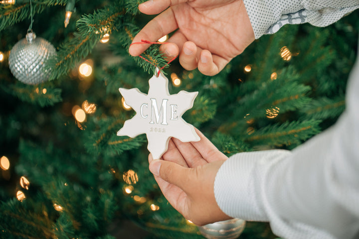 Monogrammed Christmas Ornament, Personalized Christmas Ornament, Large Snowflake Ornament