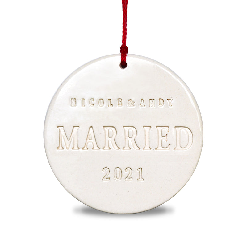 Just Married Ornament - Wedding Gift or Christmas Gift - With Names and Date