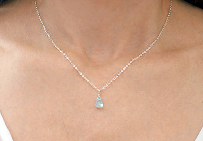 Dainty Blue Topaz Necklace, December Birthstone Necklace, Genuine Semi Precious Blue Topaz Stone, Wife Gift, Bridesmaid Gift, Mom Gift