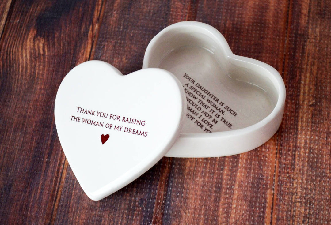 Thank You for Raising the Woman of My Dreams -  Mom Gift - Heart Keepsake Box - ADD CUSTOM TEXT