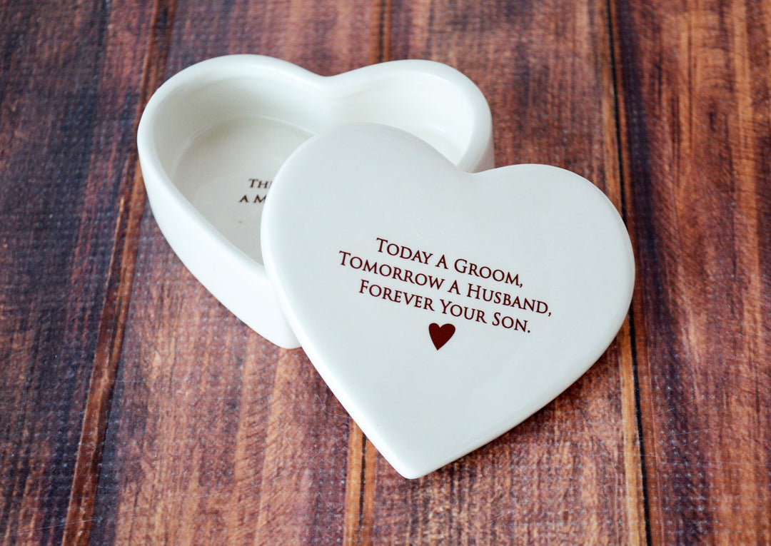 Mother of the Groom Gift | Heart Keepsake Box | Today a Groom, Tomorrow a Husband, Forever Your Son | READY TO SHIP