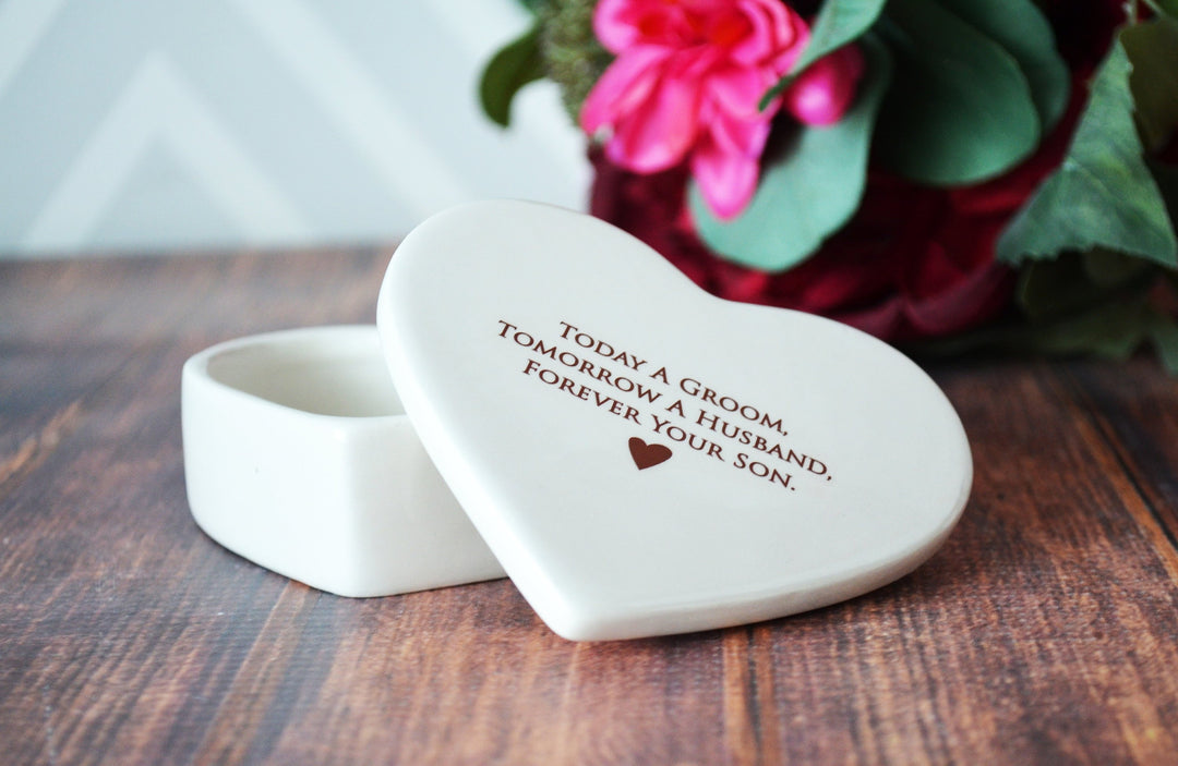 Mother of the Groom Gift | Heart Keepsake Box | Today a Groom, Tomorrow a Husband, Forever Your Son | READY TO SHIP