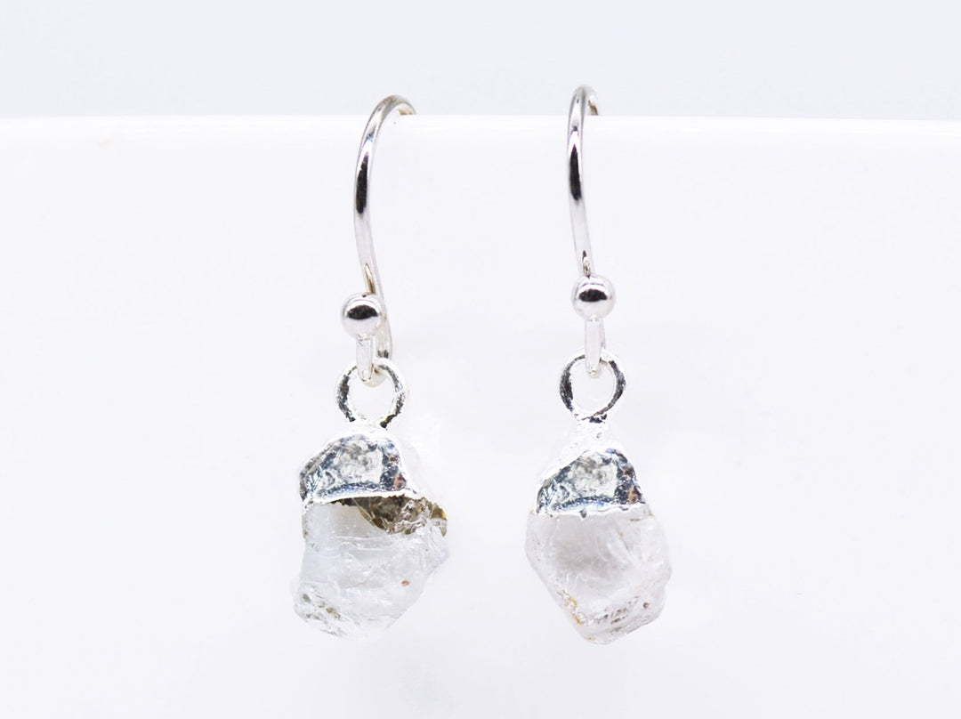 Raw Herkimer Diamond Earrings, Personalized April Birthstone Earrings