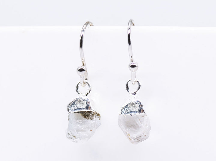 Raw Herkimer Diamond Earrings, Personalized April Birthstone Earrings