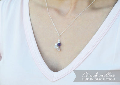 Rose Quartz Raw Birthstone Necklace, October Birthstone Necklace, Bridesmaid Gift, Layering Necklace. Healing Crystal Necklace