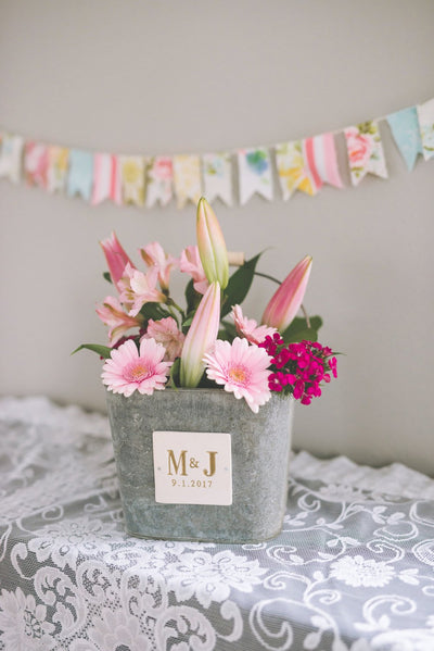 Personalized Bucket - Planter or Wedding Cards Bucket - Large size - Antique grey color