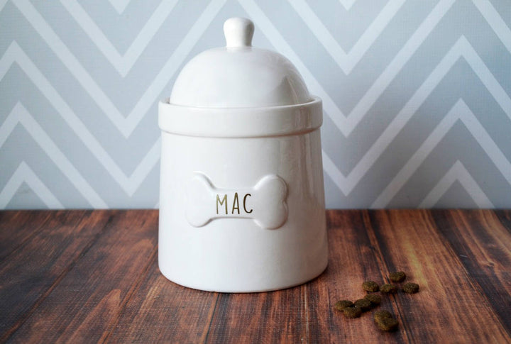 Large Dog Treat Jar, Dog Gift - Personalized with Name in Gold or Silver