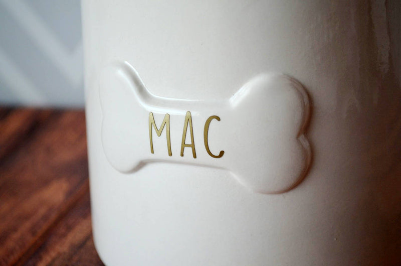 Large Dog Treat Jar, Dog Gift - Personalized with Name in Gold or Silver