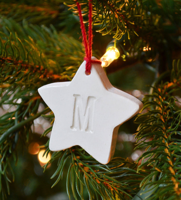 Star Ornament, Small Star Initial Christmas Ornament, Letter Ornament