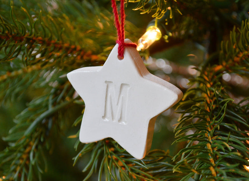 Star Ornament, Small Star Initial Christmas Ornament, Letter Ornament