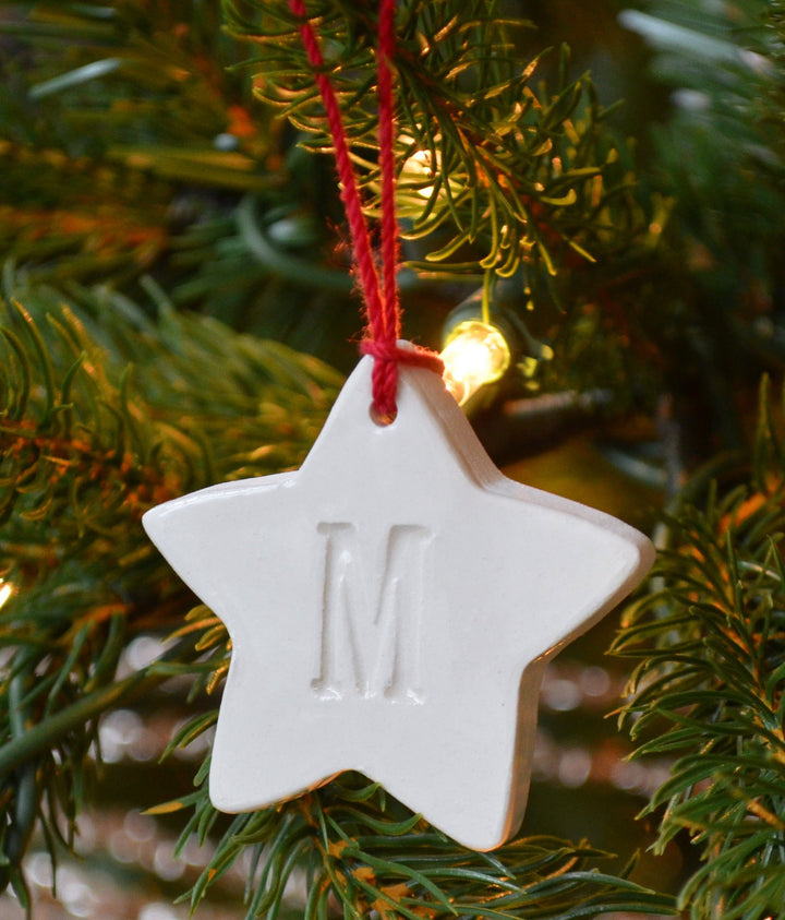 Star Ornament, Small Star Initial Christmas Ornament, Letter Ornament