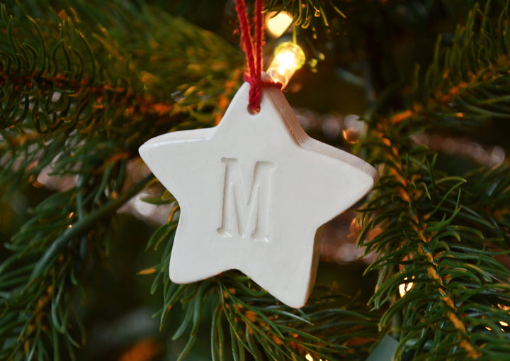 Star Ornament, Small Star Initial Christmas Ornament, Letter Ornament