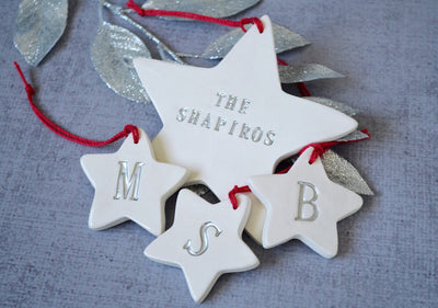 Star Ornament, Small Star Initial Christmas Ornament, Letter Ornament