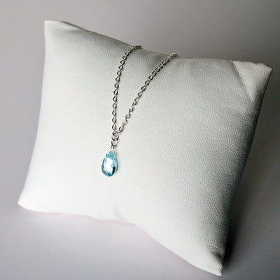 Dainty Blue Topaz Necklace, December Birthstone Necklace, Genuine Semi Precious Blue Topaz Stone, Wife Gift, Bridesmaid Gift, Mom Gift