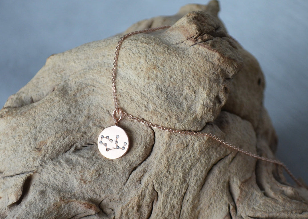 Zodiac Jewelry, Rose gold Zodiac Necklace, Constellation Necklace, Astrology Necklace, Gemini Necklace