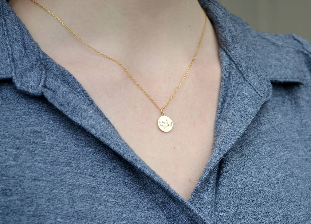 Zodiac Jewelry, Rose gold Zodiac Necklace, Constellation Necklace, Astrology Necklace, Gemini Necklace