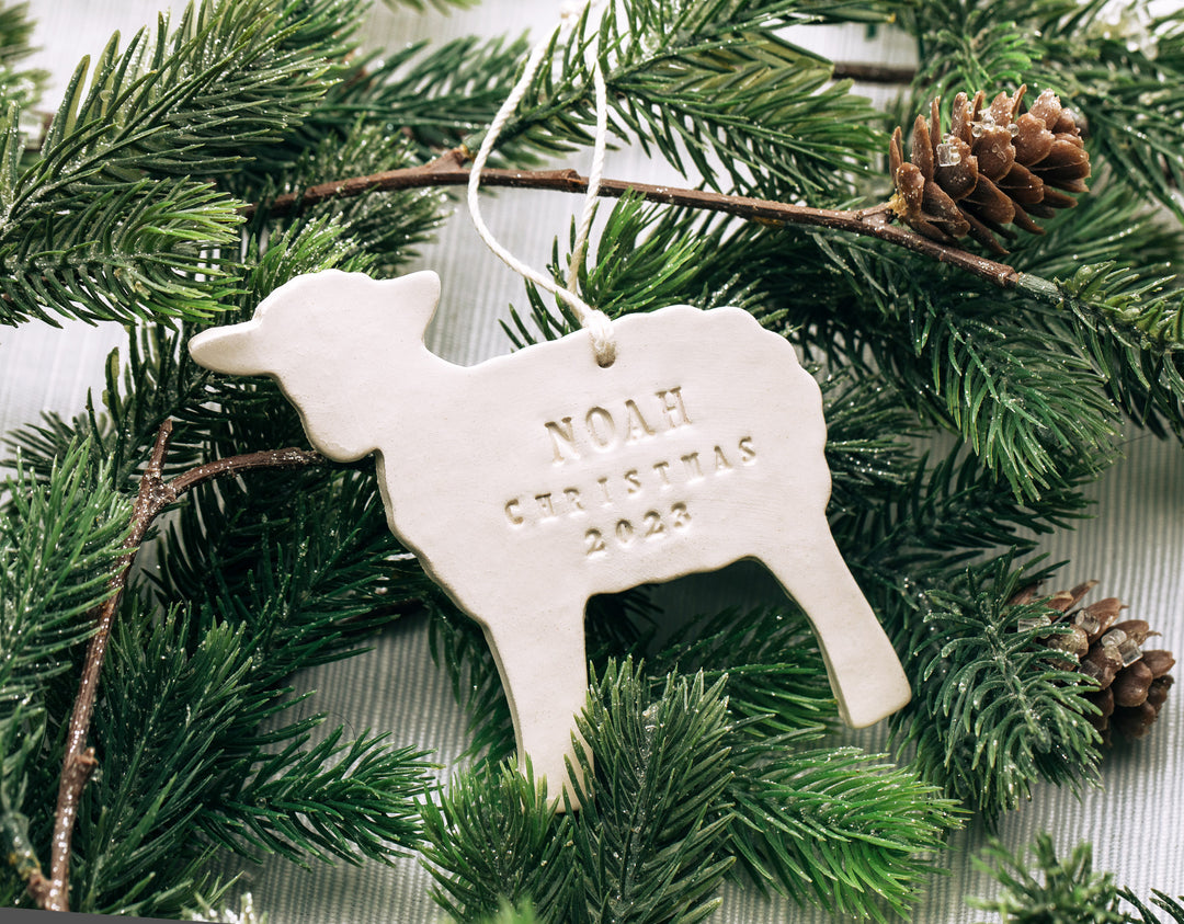 Lamb Christmas Ornament, Personalized Baby's First Christmas 2024