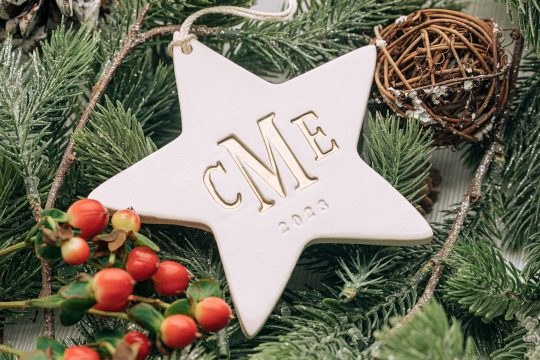 Monogramed Star First Christmas Ornament - 2024