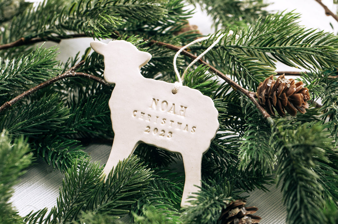 Lamb Christmas Ornament, Personalized Baby's First Christmas 2024