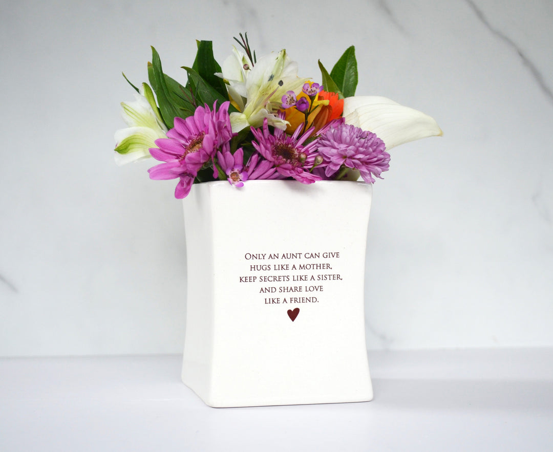 Unique Aunt Gift - READY TO SHIP - Square Vase