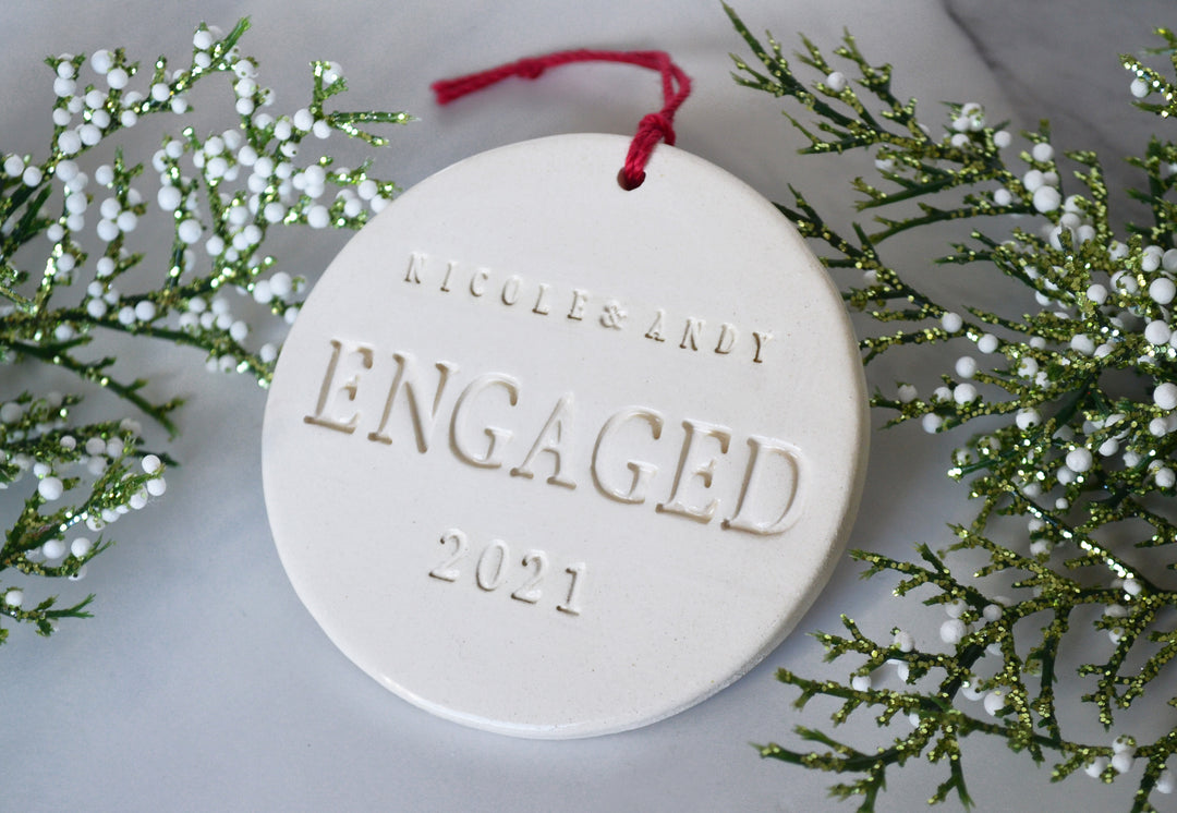 Engagement Ornament - Engagement Gift or Christmas Gift - With Names and Date