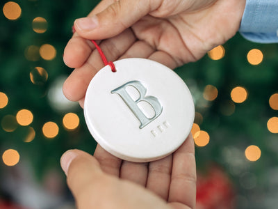 Personalized Christmas Ornament with Initial and Name, Available in Different Letter Colors