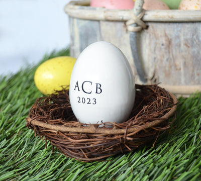 Ceramic Easter Egg with Monogram & Year