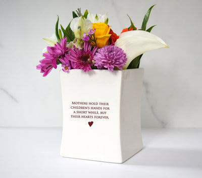 Mom Gift - Square Vase - READY TO SHIP - Mothers hold their children's hands ...