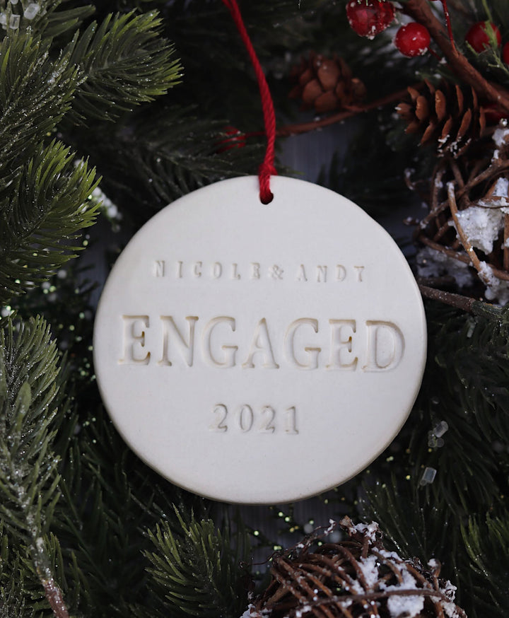 Engagement Ornament - Engagement Gift or Christmas Gift - With Names and Date