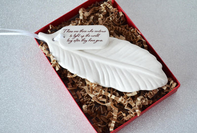 Sympathy Feather Ornament- READY TO SHIP - There are those who continue to light up the world...