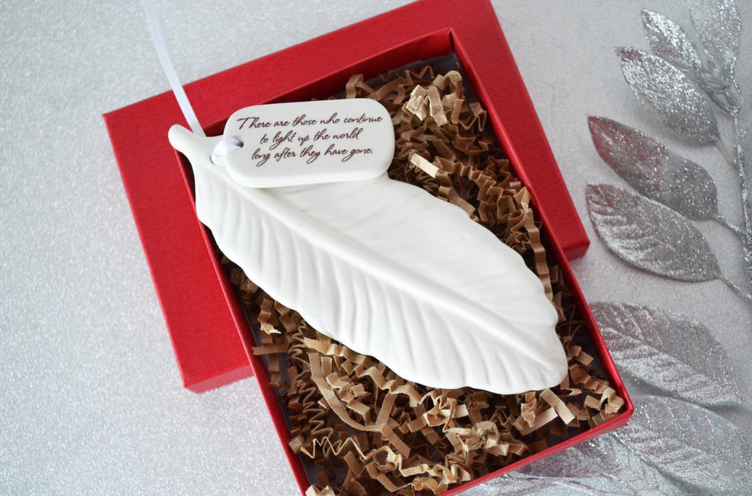 Sympathy Feather Ornament- READY TO SHIP - There are those who continue to light up the world...