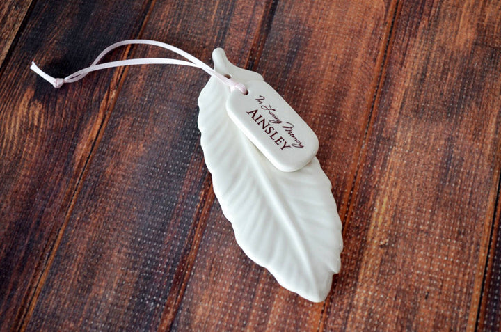 Sympathy Feather Ornament, In Loving Memory - Personalized