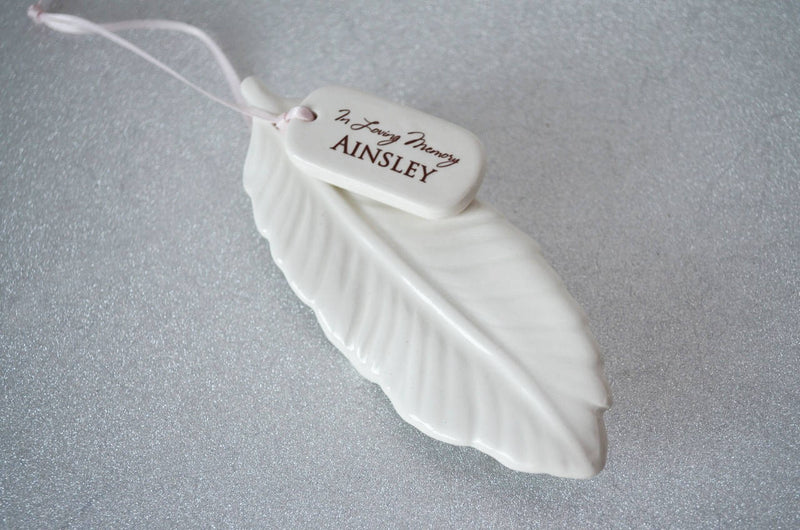 Sympathy Feather Ornament, In Loving Memory - Personalized