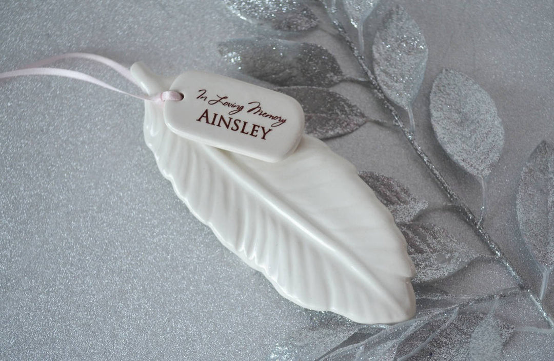 Sympathy Feather Ornament, In Loving Memory - Personalized