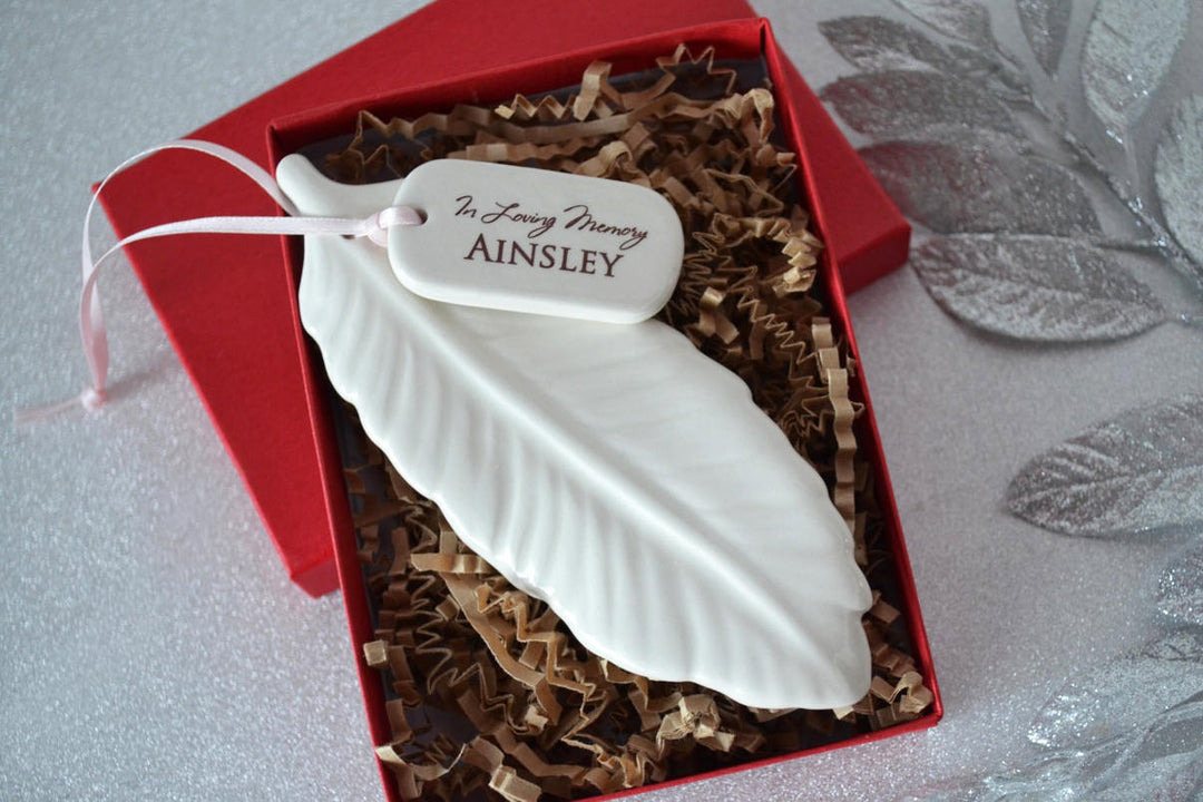 Sympathy Feather Ornament, In Loving Memory - Personalized