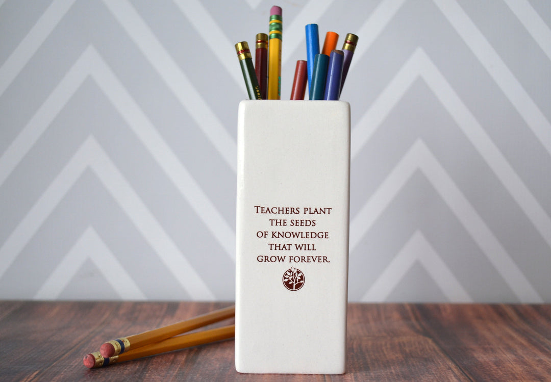 Teachers plant the seeds of knowledge that will grow forever - Vase - Teacher Gift - READY TO SHIP