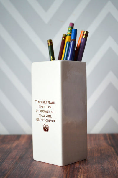 Teachers plant the seeds of knowledge that will grow forever - Vase - Teacher Gift - READY TO SHIP