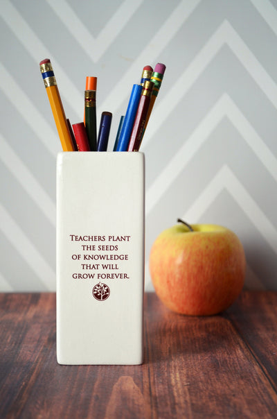 Teachers plant the seeds of knowledge that will grow forever - Vase - Teacher Gift - READY TO SHIP