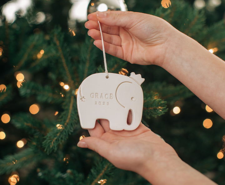 Elephant Ornament, Personalized Baby's First Christmas Ornament 2024