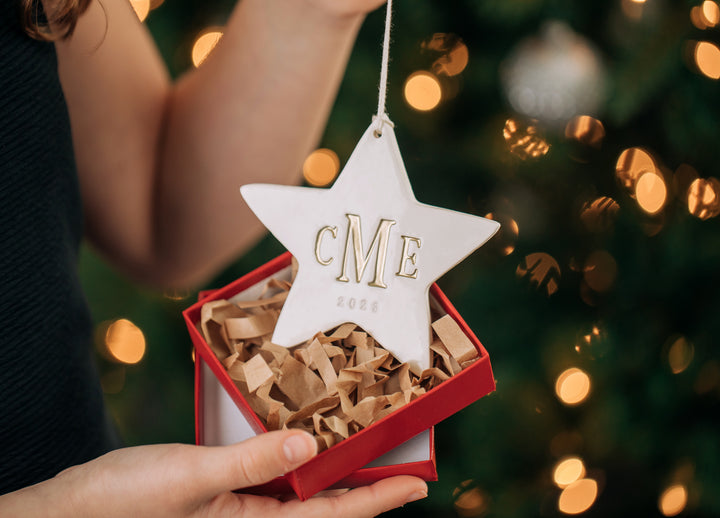 Monogramed Star First Christmas Ornament - 2024