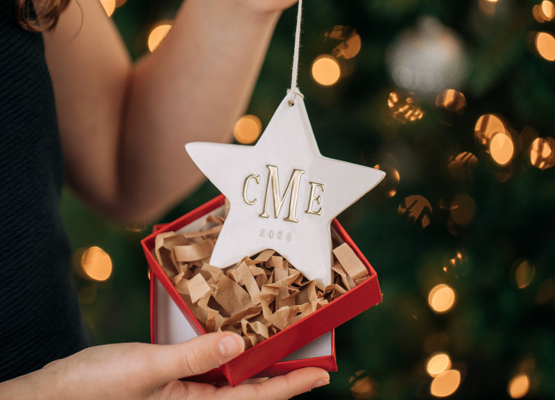 Monogramed Star First Christmas Ornament - 2023