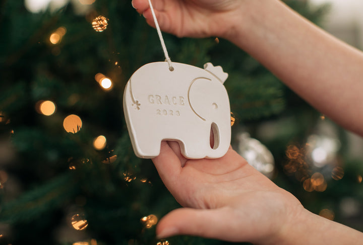 Elephant Ornament, Personalized Baby's First Christmas Ornament 2024